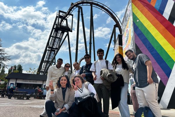 Students at an English school in the UK enjoying cultural activities
